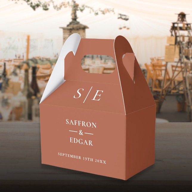 Elegant Terracotta Monogram Wedding Geschenkschachtel (Elegant Terracotta Monogram Wedding Favor Boxes)