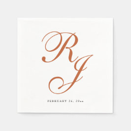 Elegant Terracotta Monogram Wedding Napkins Serviette