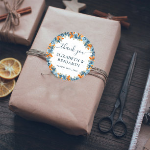 Elegant Terracotta Navy Blau und Rost Vielen Dank Runder Aufkleber