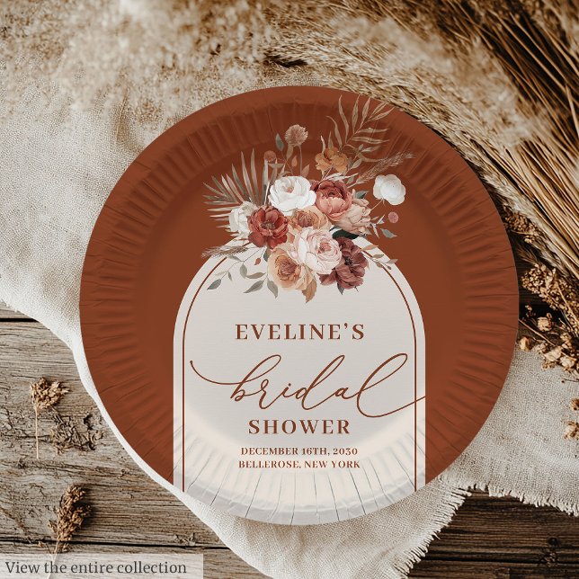 Elegant Terracotta Pampas Grass Boho Paper Teller (Elegant Terracotta Pampas Grass Boho Paper Plates)