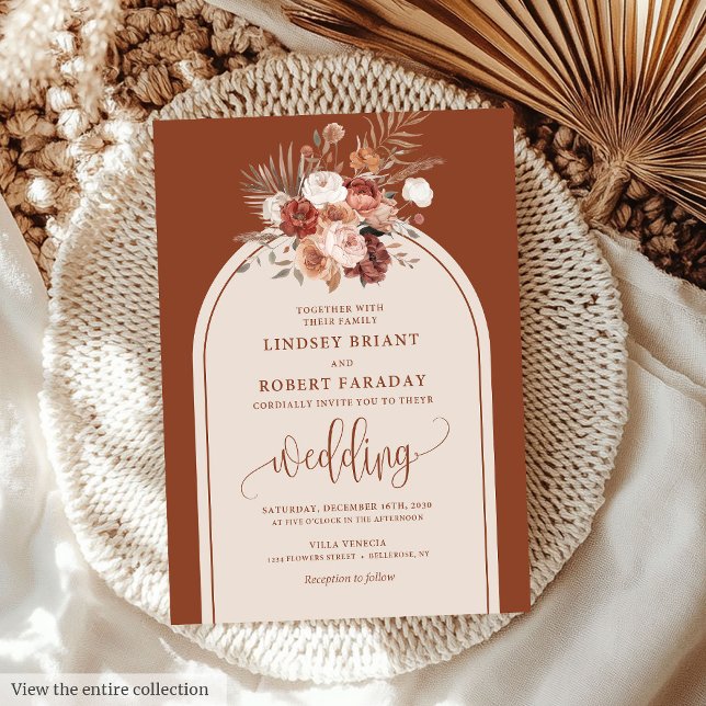 Elegant Terracotta Pampas Grass Boho Wedding Einladung (Elegant Terracotta Pampas Grass Boho Wedding Invitation)
