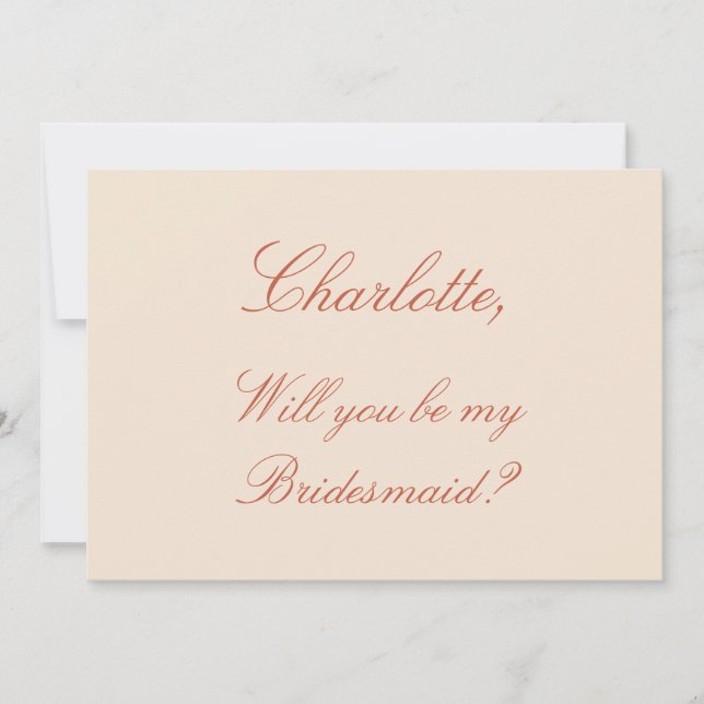 Elegant Terracotta Script Bridesmaid Vorschlag Einladung (Vorderseite)