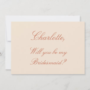Elegant Terracotta Script Bridesmaid Vorschlag Einladung