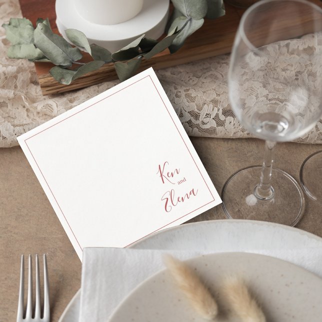 Elegant Terracotta Script Wedding Cocktail Napkin Serviette (Von Creator hochgeladen)