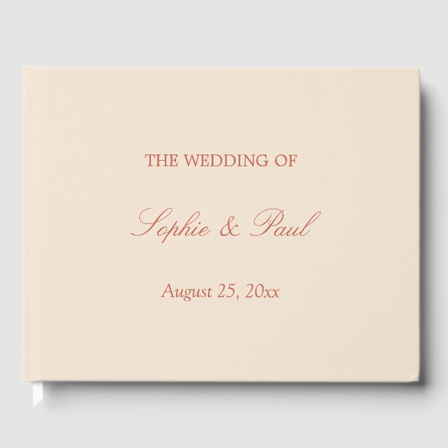 Elegant Terracotta Script Wedding Guest Book Gästebuch (Vorderseite)
