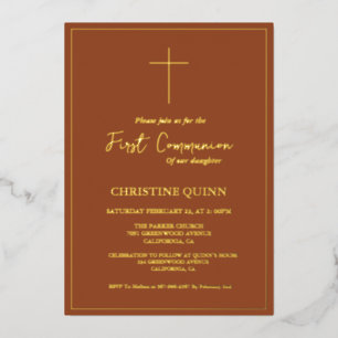 Elegant Terracotta und Gold Folieneinladung