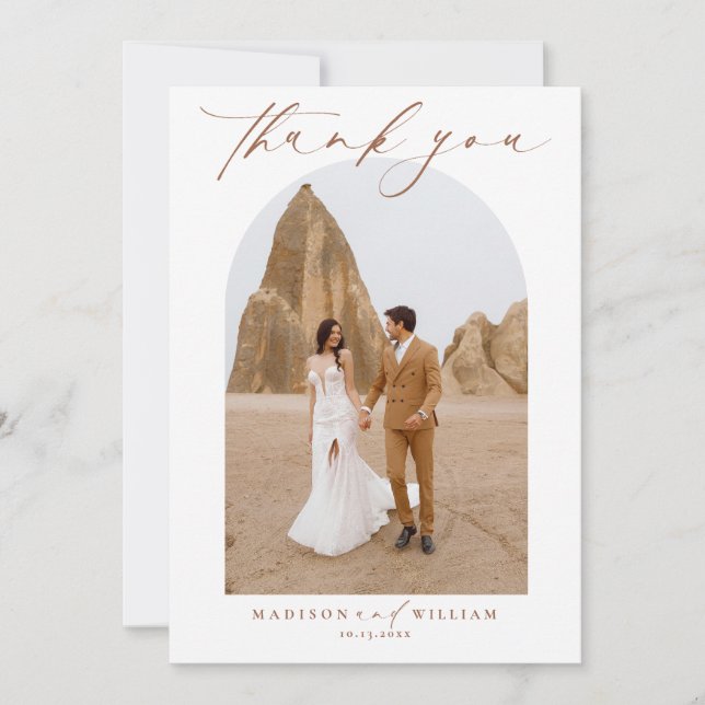 Elegant Terracotta Wedding Dankeschön Karte (Vorderseite)
