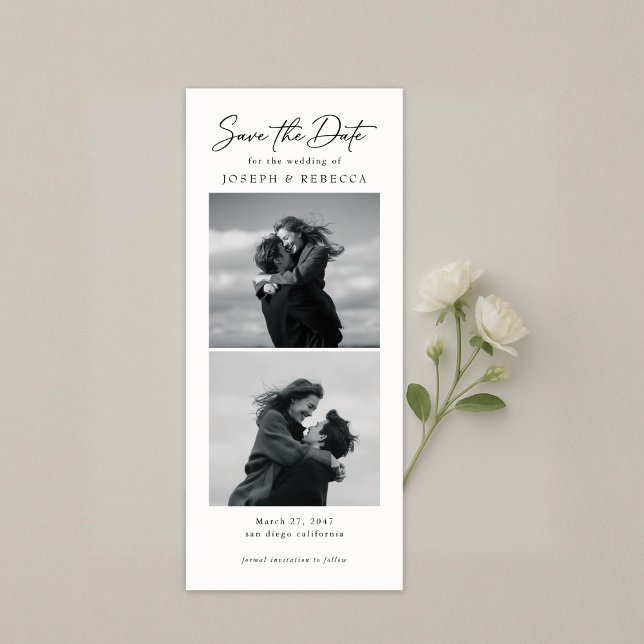 Elegant Text and Photo Stripe | Bookmark Wedding Save The Date (Von Creator hochgeladen)