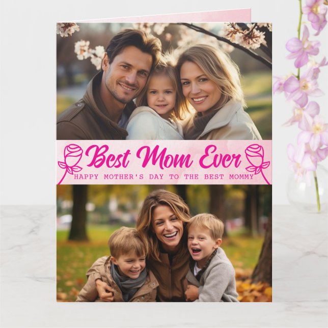 Elegant Text Photo Mother's Day Watercolor Pink Karte (Orchidee)