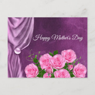 Elegant, Textur, rosa Rosen Postkarte