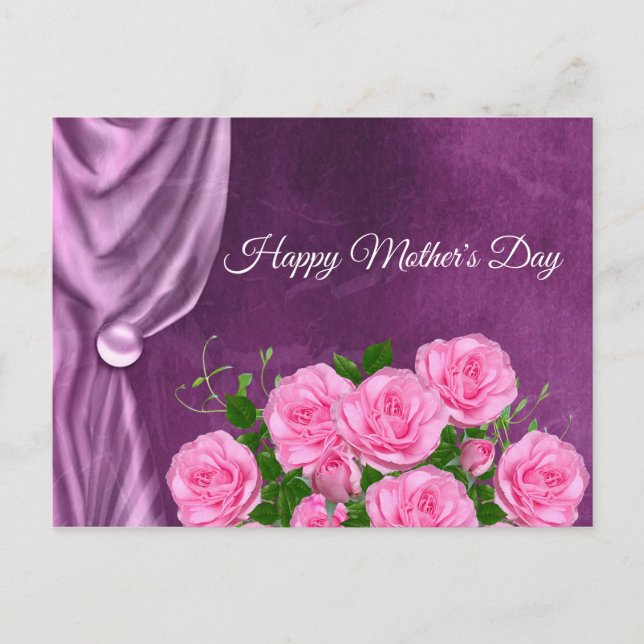 Elegant, Textur, rosa Rosen Postkarte (Vorderseite)