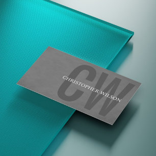 Elegant Texture Gray Monogram Consultant Visitenkarte