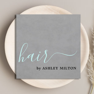 Elegant Texture Gray Türkis Typografie Hair Quadratische Visitenkarte