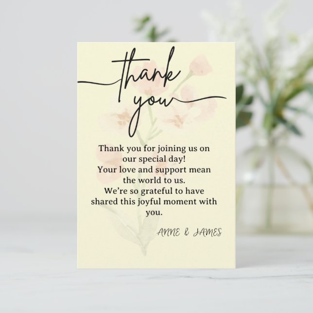 Elegant Thank You Card Dankeskarte (Stehend Vorderseite)