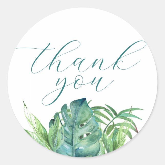 Elegant Thank You Tropical Wedding Stickers (Vorderseite)
