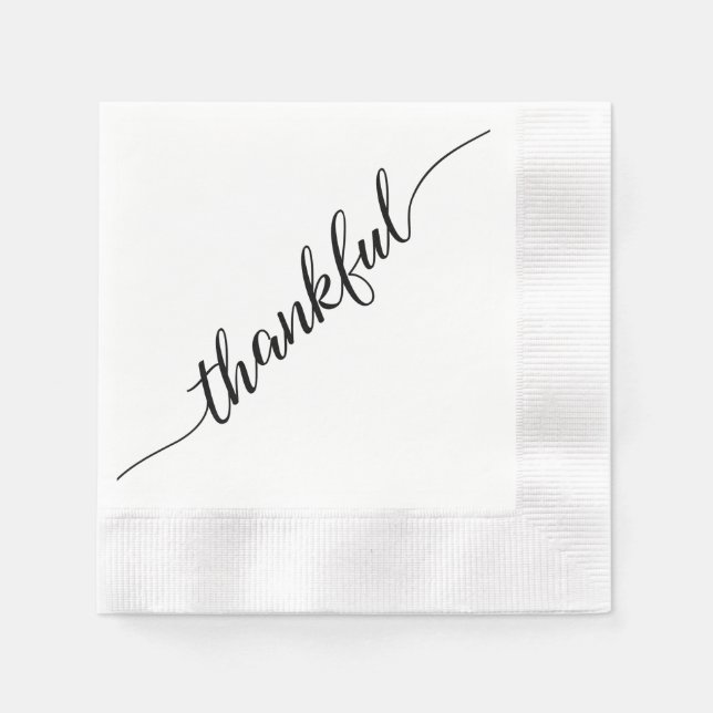 Elegant Thankful | Erntedank Script Calligraphy Serviette (Vorderseite)