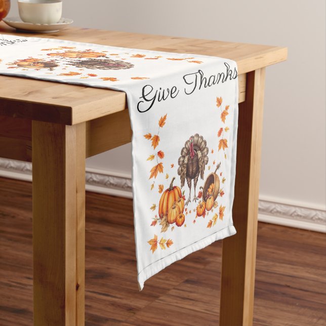 Elegant Thanksgiving "Give Thanks" Table Runner Großer Tischläufer (Beispiel)