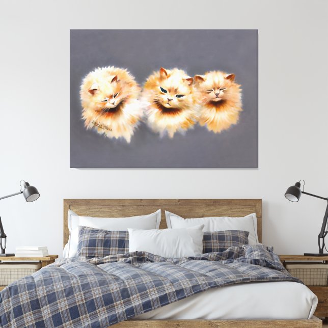 Elegant Three Persian Cats Vintage Feline  Leinwanddruck (Insitu (Schlafzimmer))