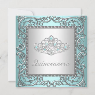 Elegant Tiara Aquamarin Blue Quinceanera Einladung