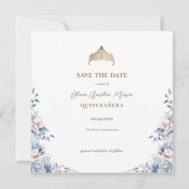 Elegant Tiara Floral Quinceñera Foto Save The Date