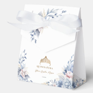 Elegant Tiara Gold Blue Rose Quinceañera Geschenkschachtel