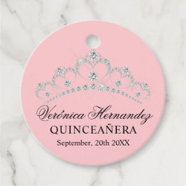 Elegant Tiara Pink Spanisch Quinceañera Quince Geschenkanhänger