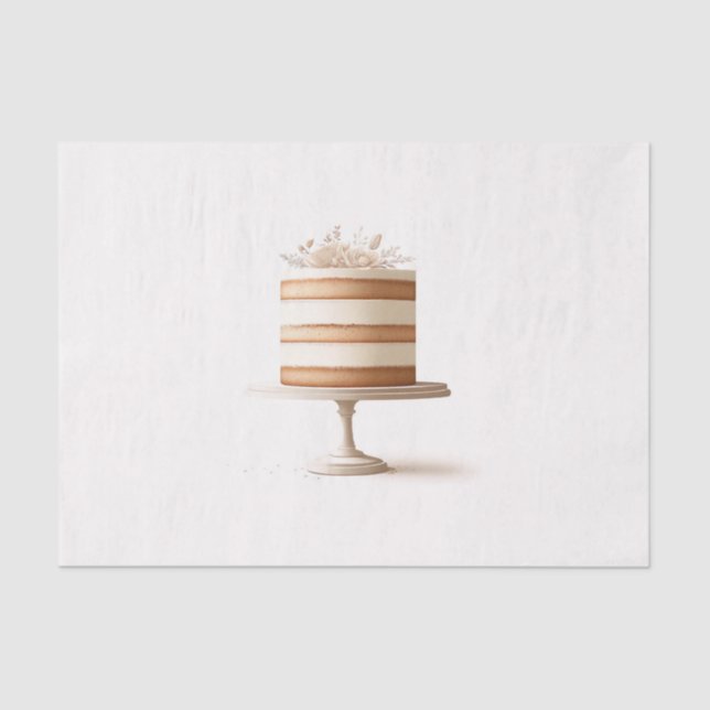 Elegant Tier White Floral Wedding Cake Bäckerei Seidenpapier (Vorderseite)