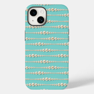 Elegant Tiffany-Inspiriert Aquamarin & Pearls iPho Case-Mate iPhone 14 Hülle