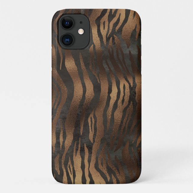 Elegant Tiger Chic Black Bronze Stilvoll Case-Mate iPhone Hülle (Rückseite)