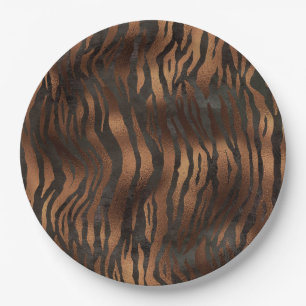 Elegant Tiger Chic Black Bronze Stilvoll Pappteller