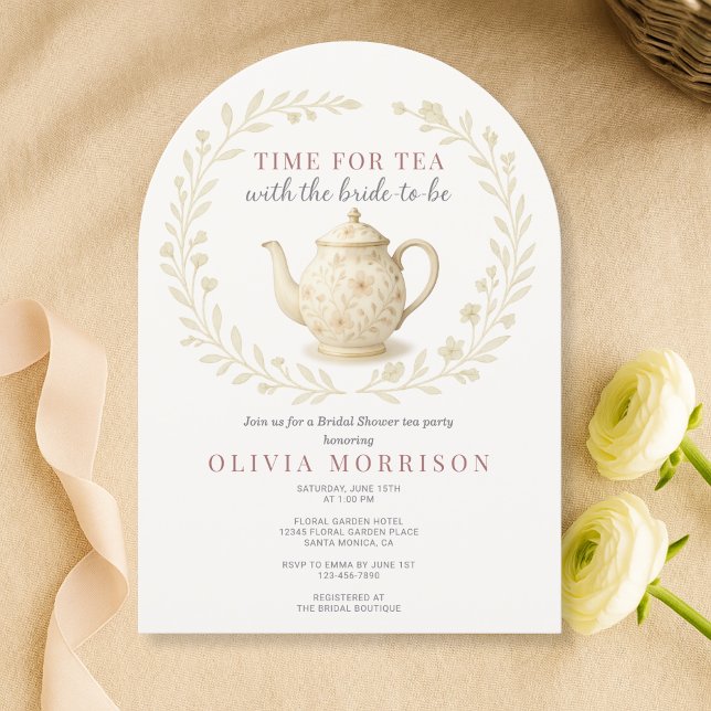 Elegant Time for Tea Bridal Shower Wildflower  Einladung (Von Creator hochgeladen)