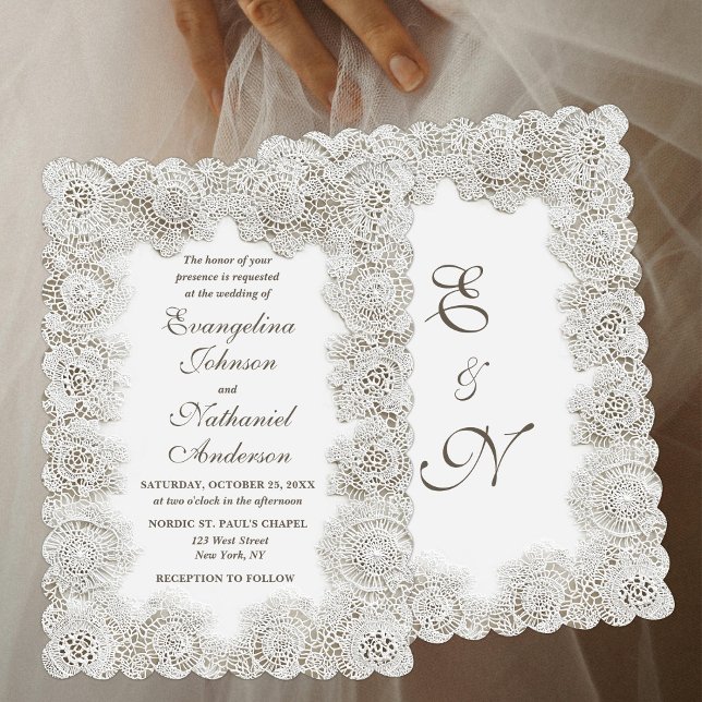 Elegant Timeless Lace Frame Script Formal Wedding Einladung (Von Creator hochgeladen)