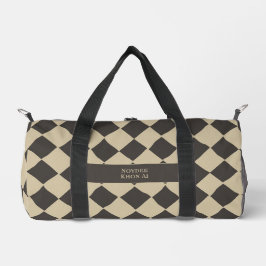 Elegant Timeless Name Beige and Dark Check at 45° Duffle Bag