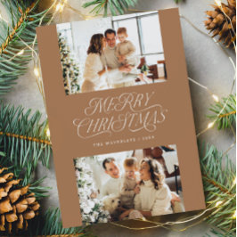 Elegant Timeless Neutral Merry Christmas Photo Feiertagskarte