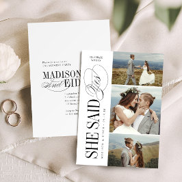 Elegant Timeless Typography 3 photo Engagement Einladung