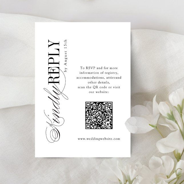 Elegant Timeless Typography Simple QR code wedding RSVP Karte (Elegant Timeless Typography Simple QR code wedding RSVP Card)
