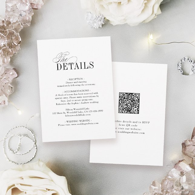 Elegant Timeless Typography Simple Wedding Details Mitteilungskarte (Elegant Timeless Typography Simple Wedding Details Note Card)
