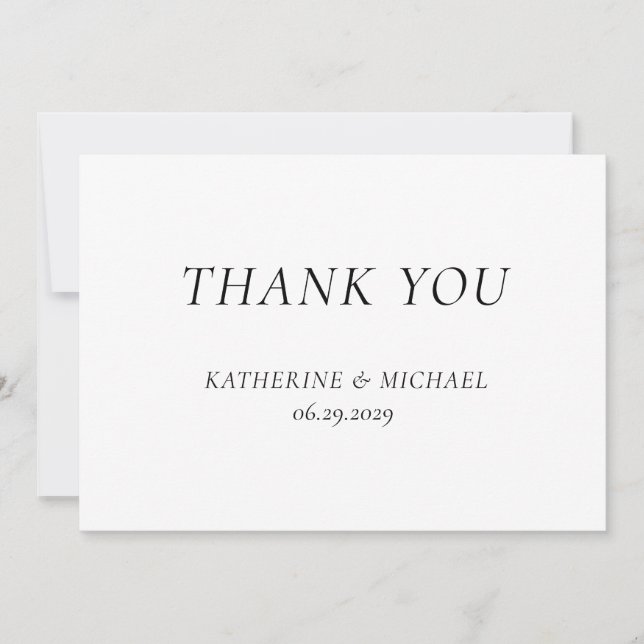 Elegant Timeless White Wedding Thank You Cards Dankeskarte (Vorderseite)