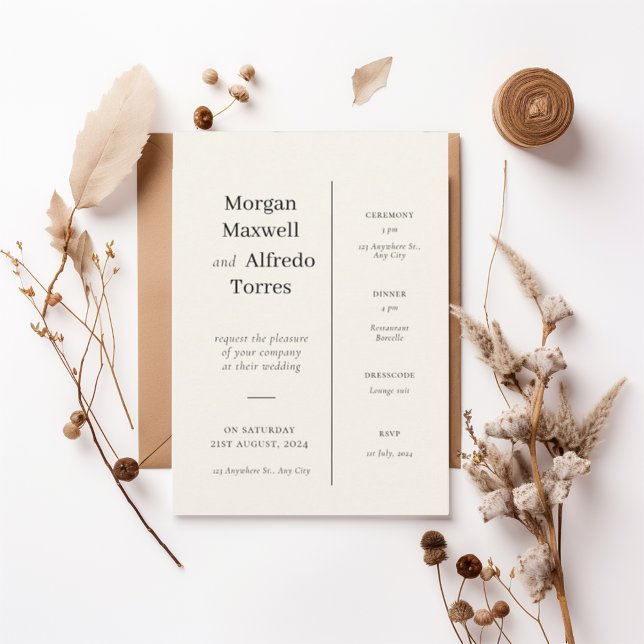 Elegant Timeline Ceremony & Reception Details  Einladung (Von Creator hochgeladen)