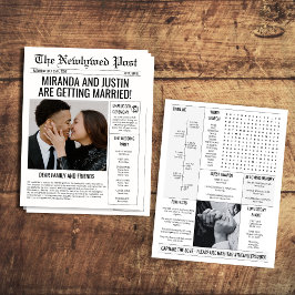 Elegant Timeline Newspaper Style Wedding Program Flyer