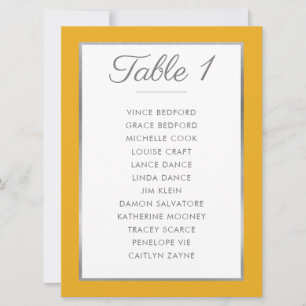 ELEGANT TISCHNUMMER Seating Chart Senf grau