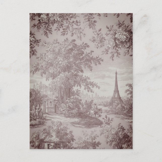 Elegant Toile de Jouy French Country Scene Postkarte (Vorderseite)
