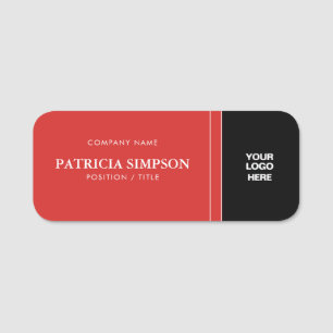 Elegant Tomato Red, Black: Corporate LOGO Branding Namensschild
