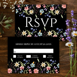 Elegant Traditiona Floral Wildblume Wedding RSVP