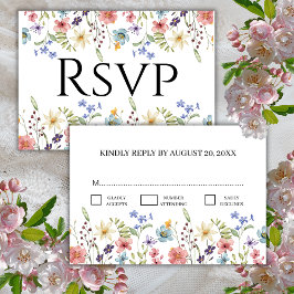 Elegant Traditiona Floral Wildblume Wedding RSVP Karte