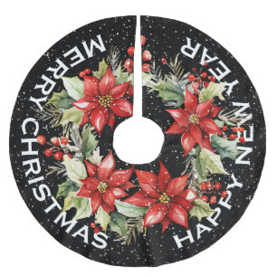 ELEGANT TRADITIONA RED POINSETTIA CHRISTMAS WREATH POLYESTER WEIHNACHTSBAUMDECKE