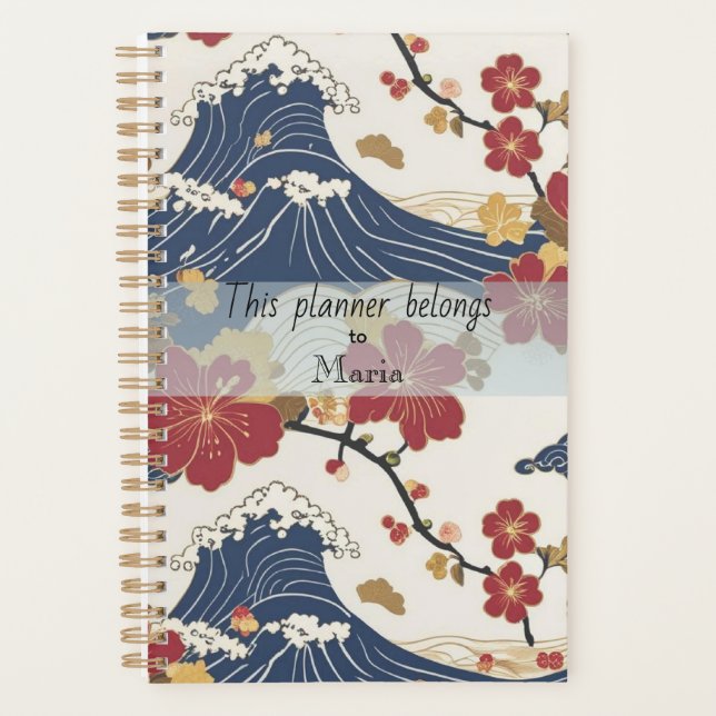 Elegant Traditional Japanese Kimono Pattern Planer (Vorderseite)