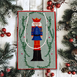 Elegant Traditional Red Merry Christmas Nutcracker Mittlere Geschenktüte