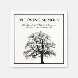 Elegant Tree In Love Memory Funeral Serviette