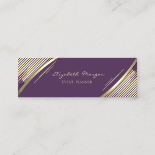 Elegant Trendig, Violett, Faux-Gold-Streifen Mini Visitenkarte
